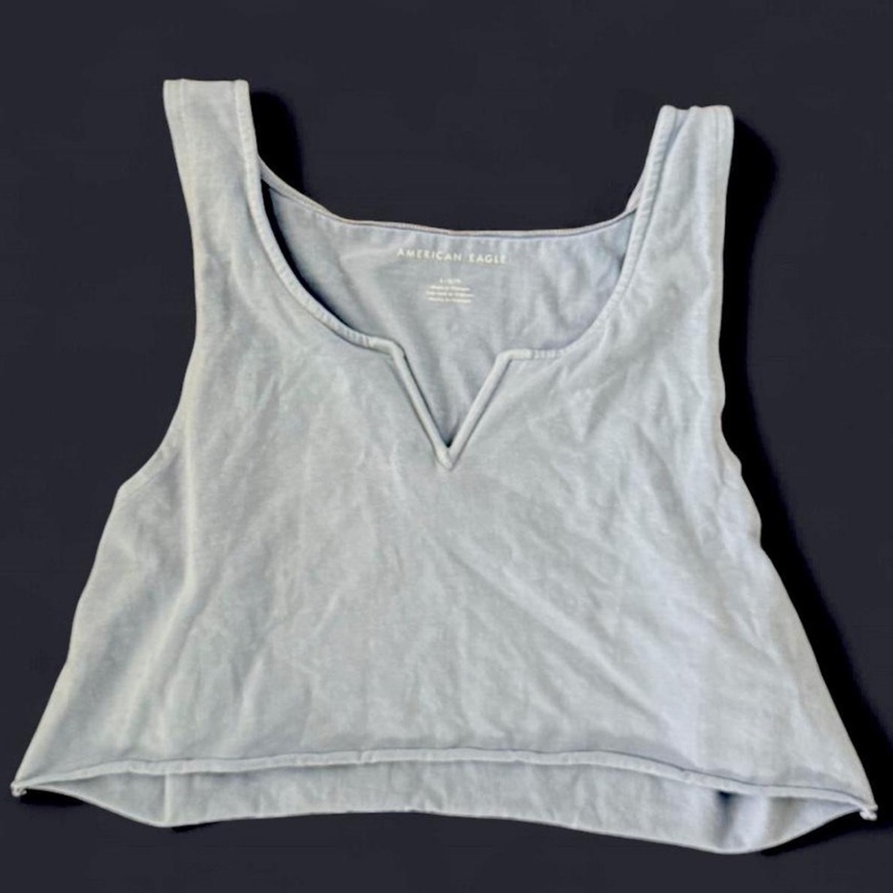 American Eagle Light Blue Cropped Tank Top